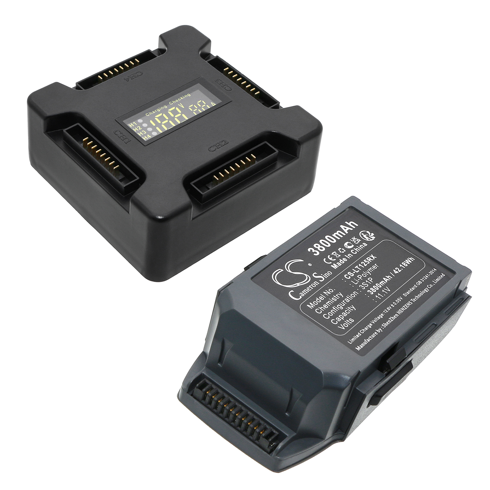 Rc Hobby Pros - 11.1V 3800mAh Drones Battery/Charger GP785075-38300DB,FB1-3830,CP.PT.000563,M1CH-S for