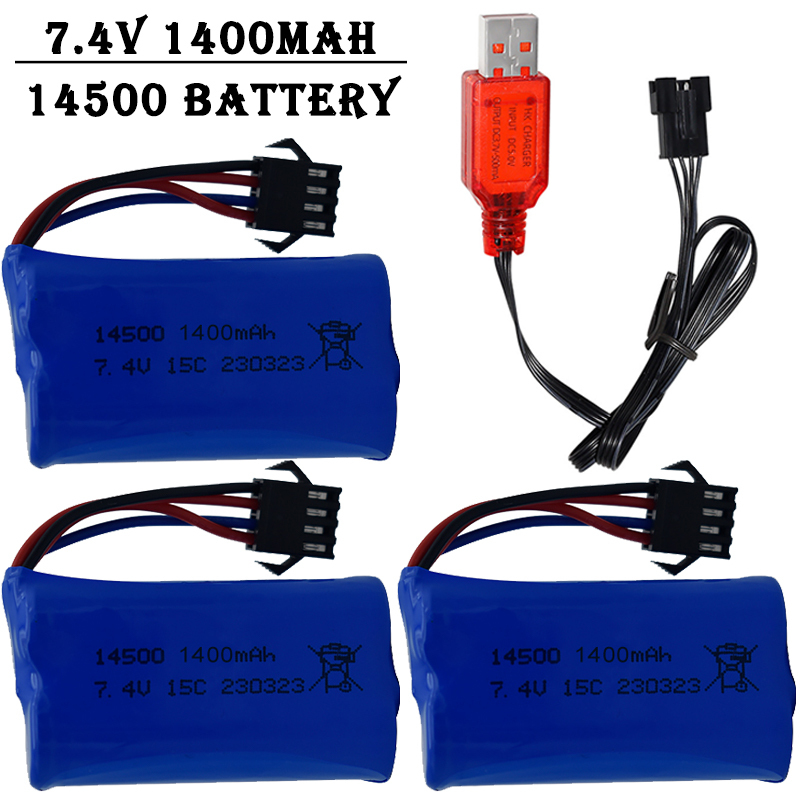 Rc Hobby Charger - 7.4V 1400mAh 14500 Lithium-Ion Battery/With SM4P