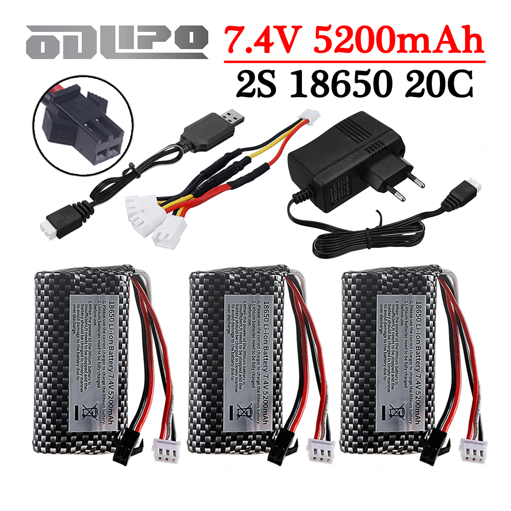 Rc Hobby Charger - 18650 7.4V 5200mAh Li-ion battery with