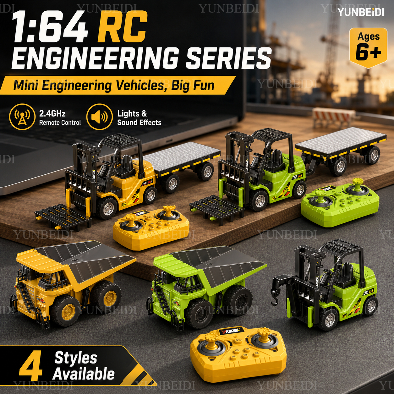Rc Excavator Hobby - 1:64 RC Mini Alloy Car Forklift