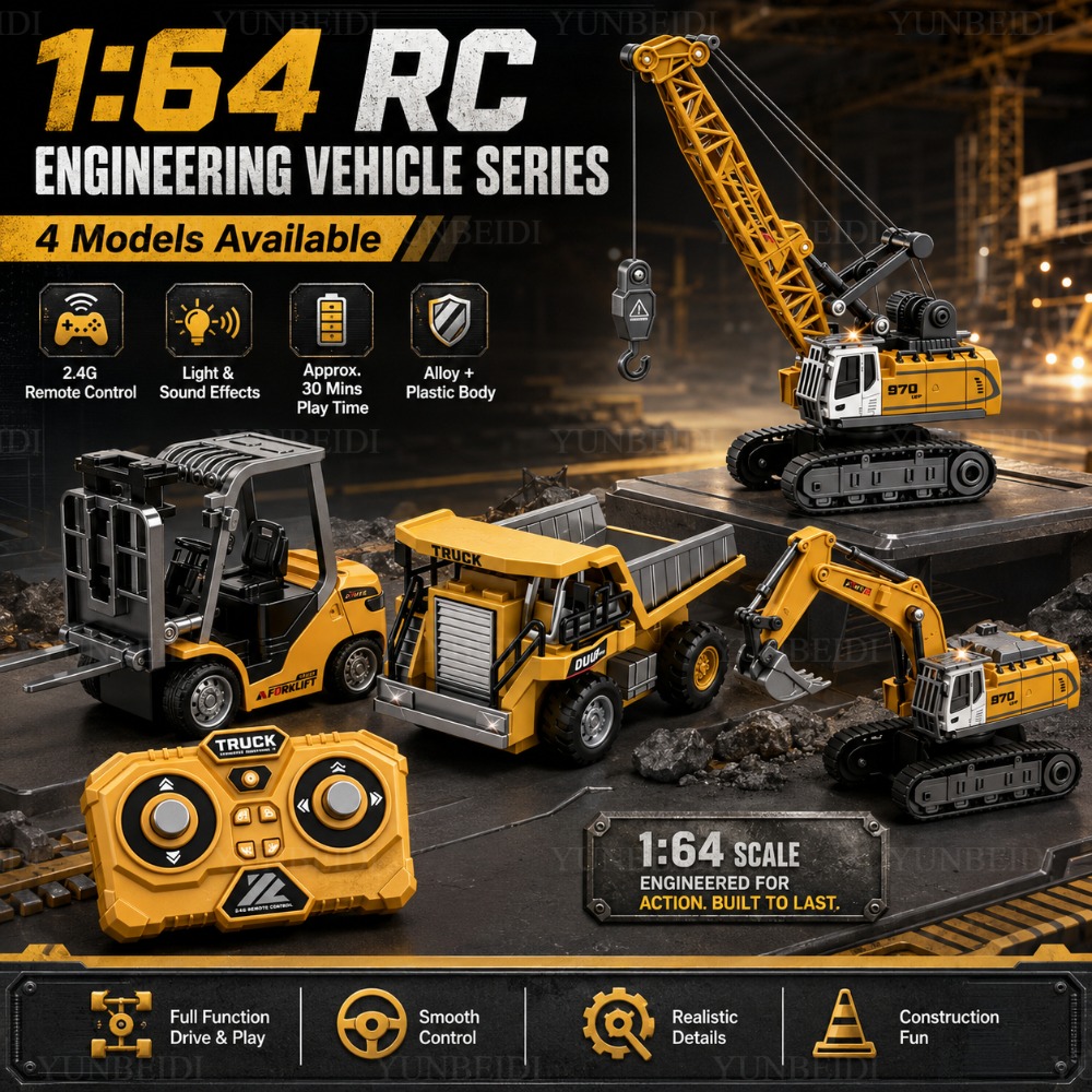 Rc Excavator Hobby - Remote Control Mini Alloy Car 1:64