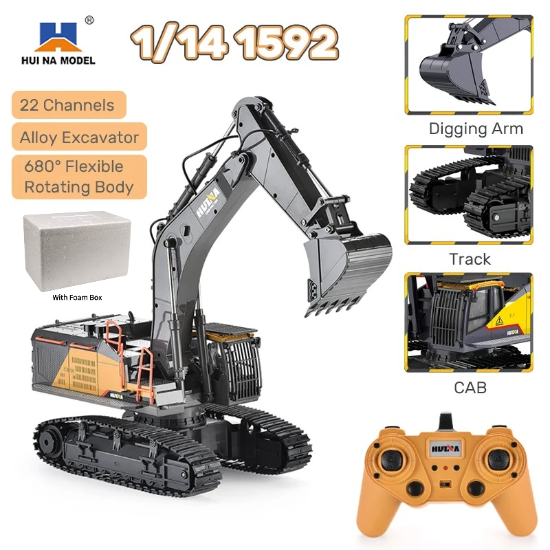 HUINA 1592 1/14 Scale 22 Chann - Rc Excavator Hydraulic recension och pris