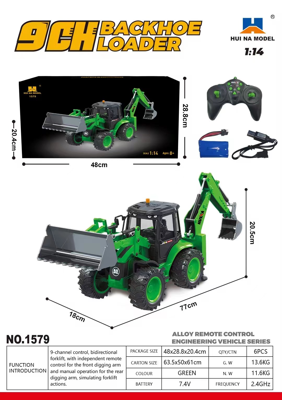 US Sale HUINA 1/14 1579 Remote - Rc Excavator Hobby recension och pris